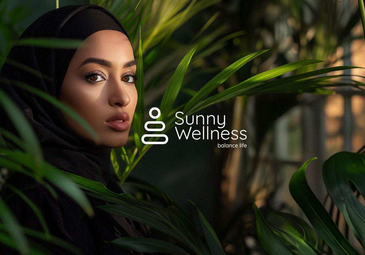 Sunny Wellness brochure cover of arab woman in natural grass by Sherin Mathew
