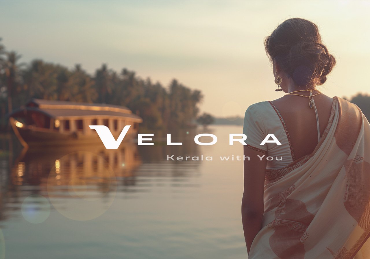 Velora brand identity kerala girl standing near backwater by Sherin Mathew